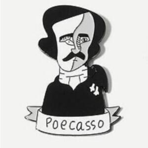 Poecasso Poe Picasso Pun Pin Brooch